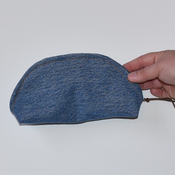 Blue denim bag pouch clutch organizer handmade - Picture 3 of 5